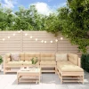 MAISON EXCLUSIVE - Salon de jardin 7 pcs avec coussins bois massif