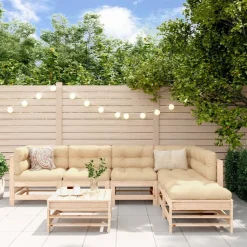 MAISON EXCLUSIVE - Salon de jardin 7 pcs avec coussins bois massif