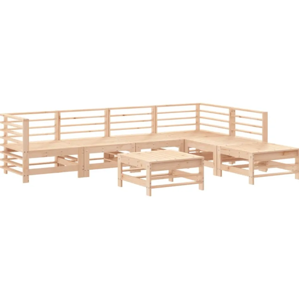 MAISON EXCLUSIVE - Salon de jardin 7 pcs avec coussins bois massif