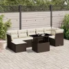 MAISON EXCLUSIVE - Salon de jardin 8 pcs avec coussins marron résine tressée