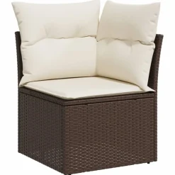MAISON EXCLUSIVE - Salon de jardin 8 pcs avec coussins marron résine tressée
