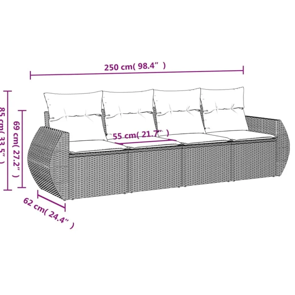 MAISON EXCLUSIVE - Salon de jardin avec coussins 4 pcs beige résine tressée