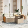 MAISON EXCLUSIVE - Salon de jardin avec coussins 5 pcs beige résine tressée
