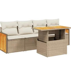 MAISON EXCLUSIVE - Salon de jardin avec coussins 5 pcs beige résine tressée