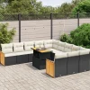 MAISON EXCLUSIVE - Salon de jardin 11 pcs avec coussins noir résine tressée
