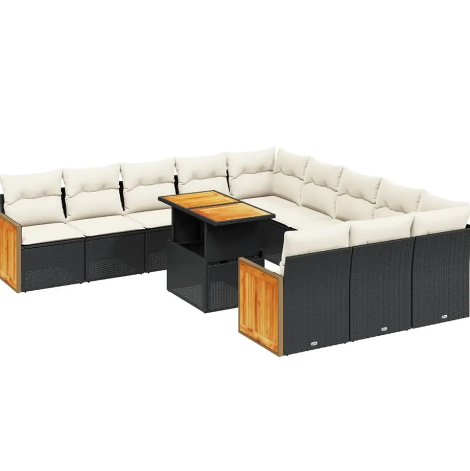 MAISON EXCLUSIVE - Salon de jardin 11 pcs avec coussins noir résine tressée