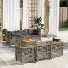 MAISON EXCLUSIVE - Salon de jardin avec coussins 7 pcs gris résine tressée