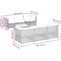 MAISON EXCLUSIVE - Salon de jardin avec coussins 7 pcs gris résine tressée