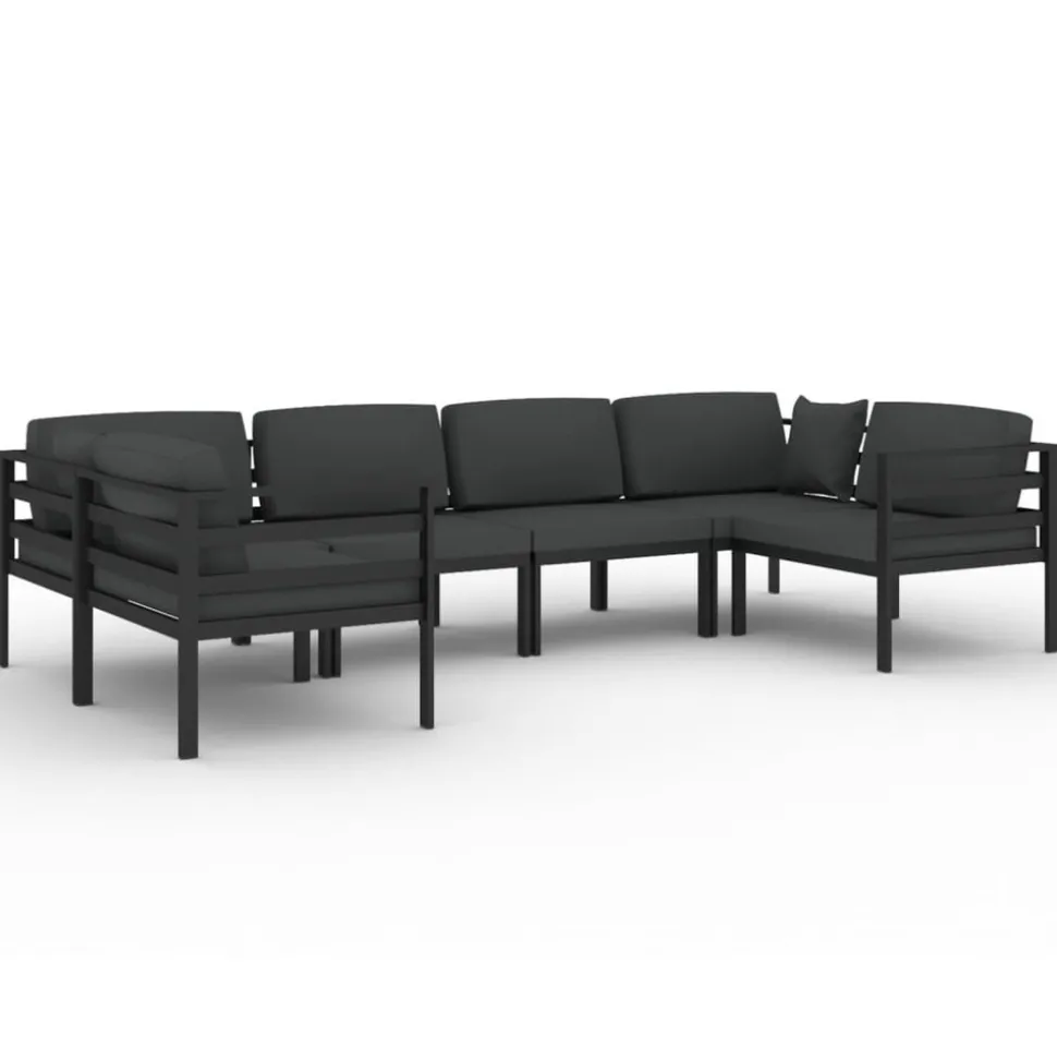 MAISON EXCLUSIVE - Salon de jardin 6 pcs avec coussins aluminium anthracite