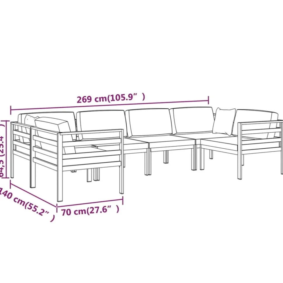 MAISON EXCLUSIVE - Salon de jardin 6 pcs avec coussins aluminium anthracite