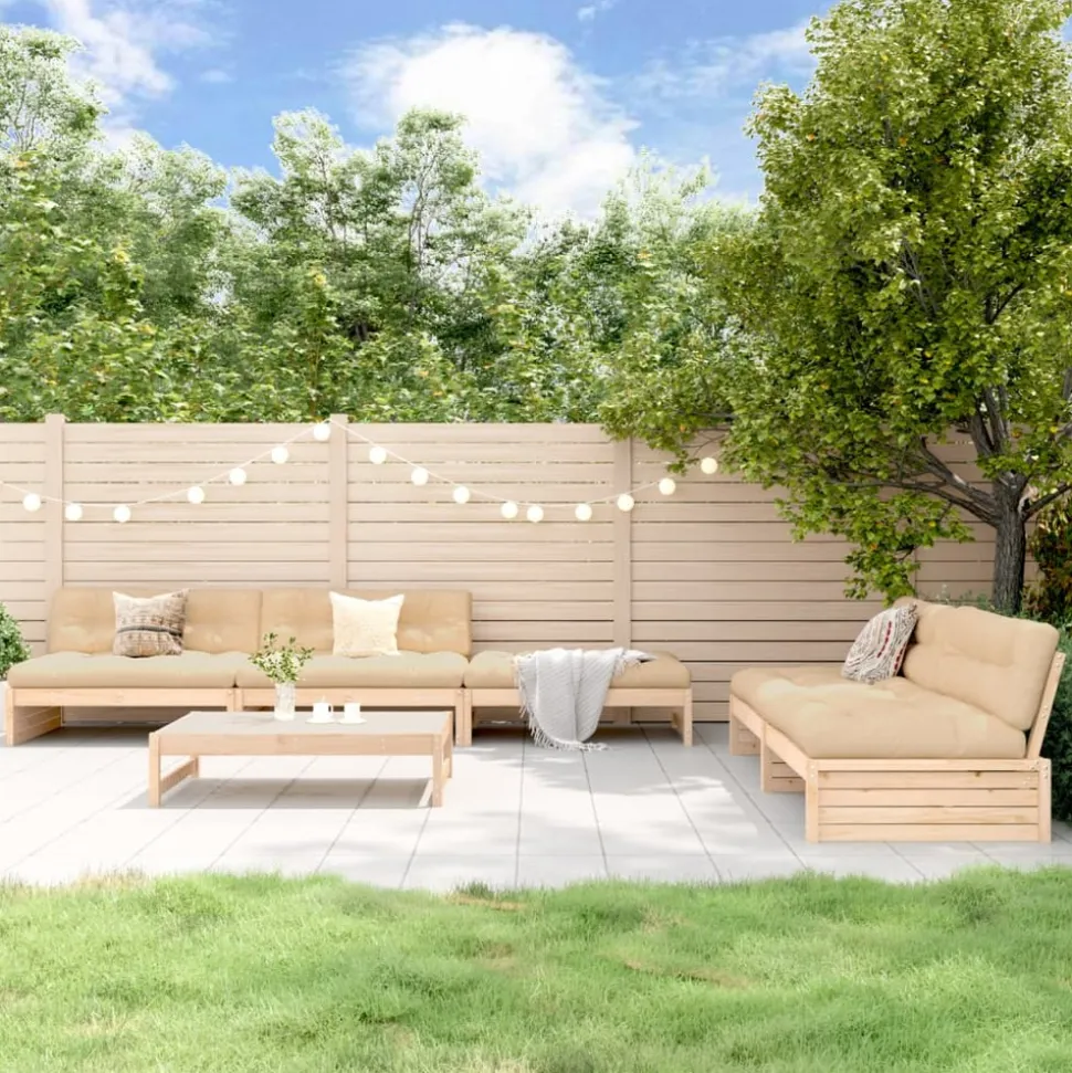 MAISON EXCLUSIVE - Salon de jardin 6 pcs avec coussins bois massif
