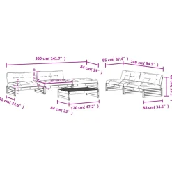 MAISON EXCLUSIVE - Salon de jardin 6 pcs avec coussins bois massif