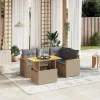 MAISON EXCLUSIVE - Salon de jardin avec coussins 5 pcs beige résine tressée