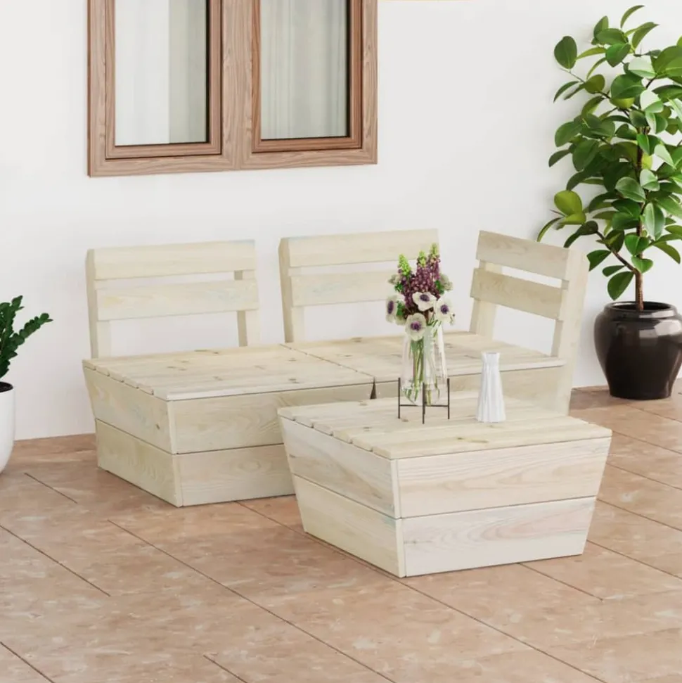 MAISON EXCLUSIVE - Salon de jardin palette 3 pcs bois d'épicéa imprégné
