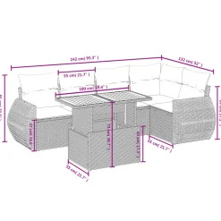 MAISON EXCLUSIVE - Salon de jardin 6 pcs avec coussins noir résine tressée