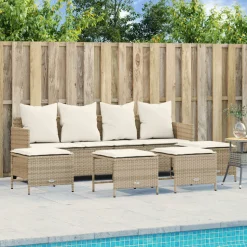 MAISON EXCLUSIVE - Salon de jardin avec coussins 5 pcs beige résine tressée