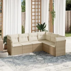 MAISON EXCLUSIVE - Salon de jardin avec coussins 6 pcs beige résine tressée