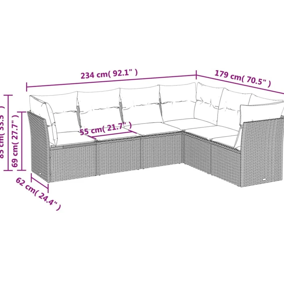MAISON EXCLUSIVE - Salon de jardin avec coussins 6 pcs beige résine tressée
