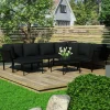 MAISON EXCLUSIVE - Salon de jardin 8 pcs avec coussins noir pvc