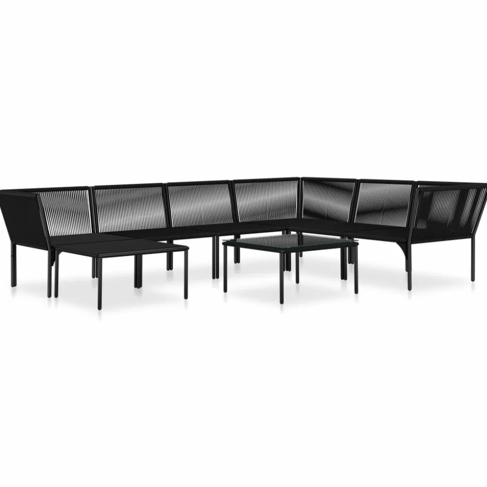 MAISON EXCLUSIVE - Salon de jardin 8 pcs avec coussins noir pvc