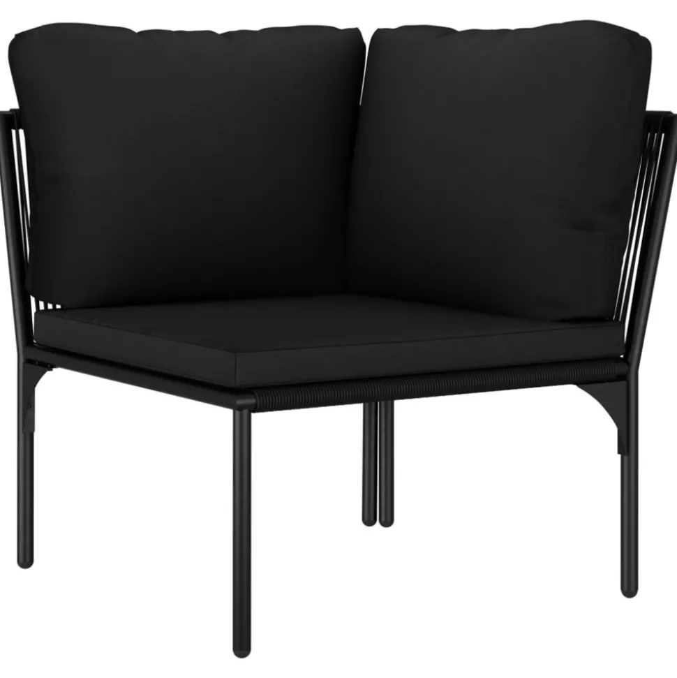 MAISON EXCLUSIVE - Salon de jardin 8 pcs avec coussins noir pvc