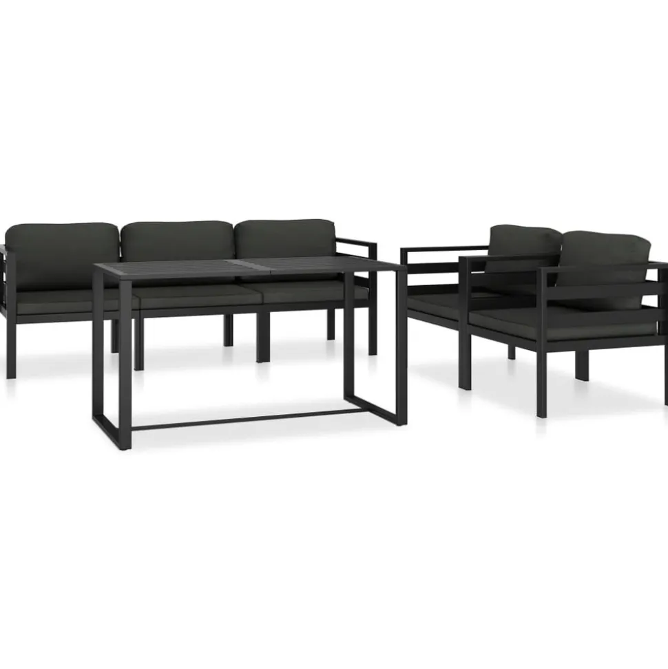 MAISON EXCLUSIVE - Salon de jardin 6 pcs avec coussins aluminium anthracite