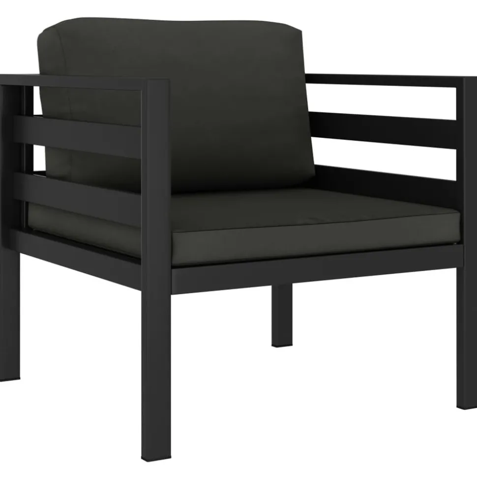 MAISON EXCLUSIVE - Salon de jardin 6 pcs avec coussins aluminium anthracite