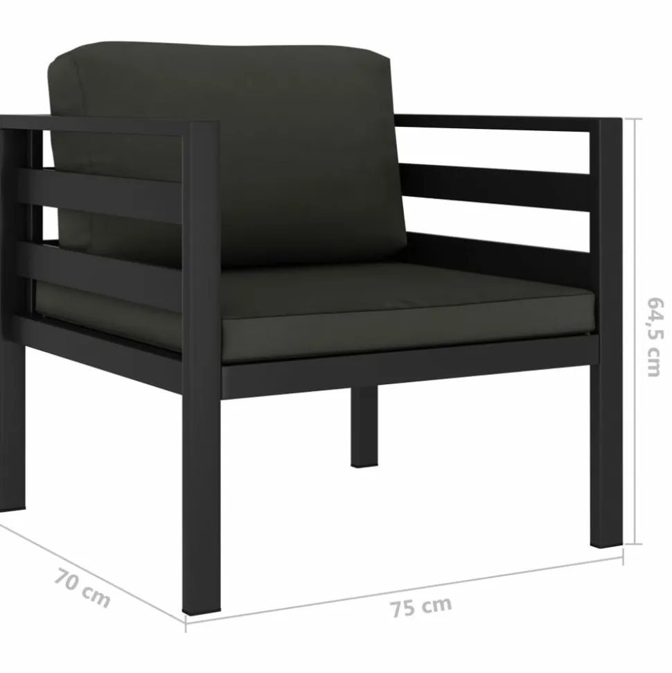 MAISON EXCLUSIVE - Salon de jardin 6 pcs avec coussins aluminium anthracite