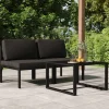 MAISON EXCLUSIVE - Salon de jardin 3 pcs avec coussins aluminium anthracite
