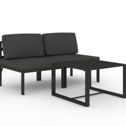 MAISON EXCLUSIVE - Salon de jardin 3 pcs avec coussins aluminium anthracite