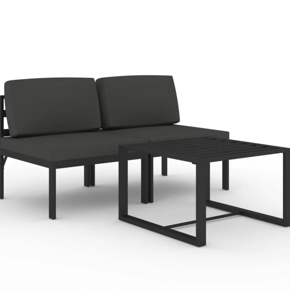 MAISON EXCLUSIVE - Salon de jardin 3 pcs avec coussins aluminium anthracite