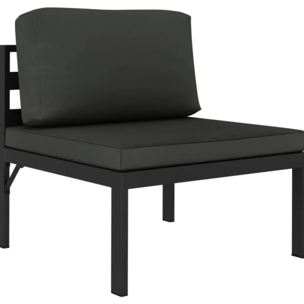 MAISON EXCLUSIVE - Salon de jardin 3 pcs avec coussins aluminium anthracite