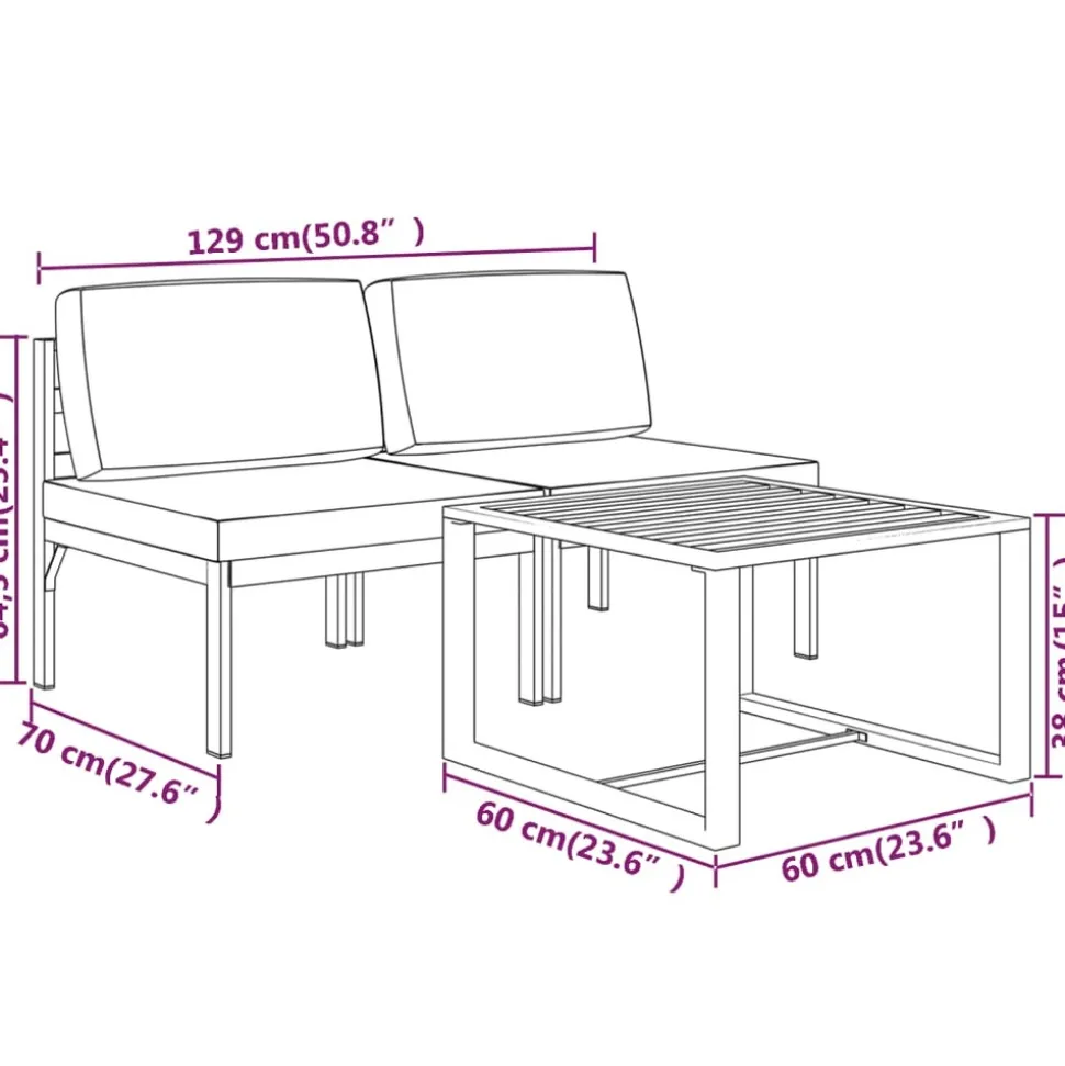 MAISON EXCLUSIVE - Salon de jardin 3 pcs avec coussins aluminium anthracite