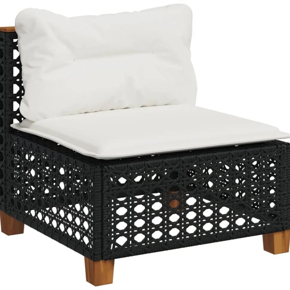 MAISON EXCLUSIVE - Salon de jardin 8 pcs avec coussins noir résine tressée