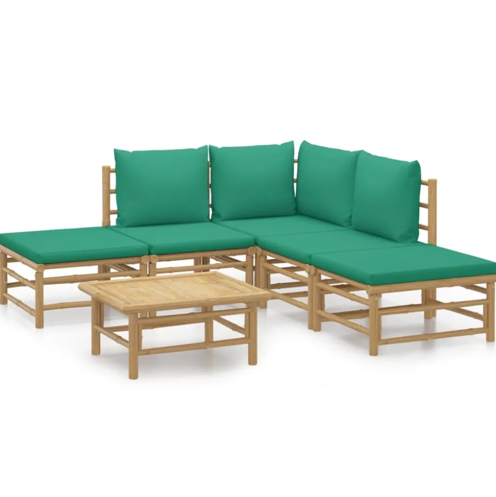 MAISON EXCLUSIVE - Salon de jardin 6 pcs avec coussins vert bambou