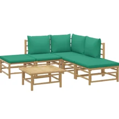 MAISON EXCLUSIVE - Salon de jardin 6 pcs avec coussins vert bambou
