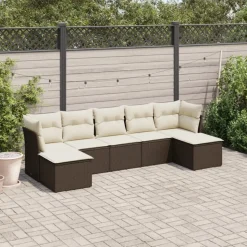 MAISON EXCLUSIVE - Salon de jardin avec coussins 7 pcs marron résine tressée