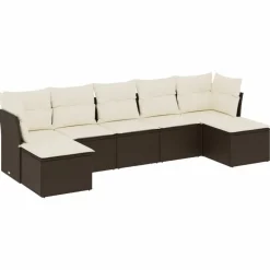 MAISON EXCLUSIVE - Salon de jardin avec coussins 7 pcs marron résine tressée
