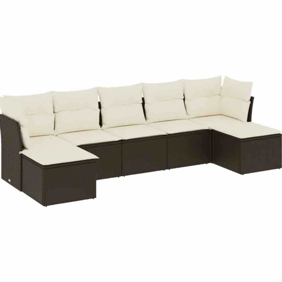 MAISON EXCLUSIVE - Salon de jardin avec coussins 7 pcs marron résine tressée