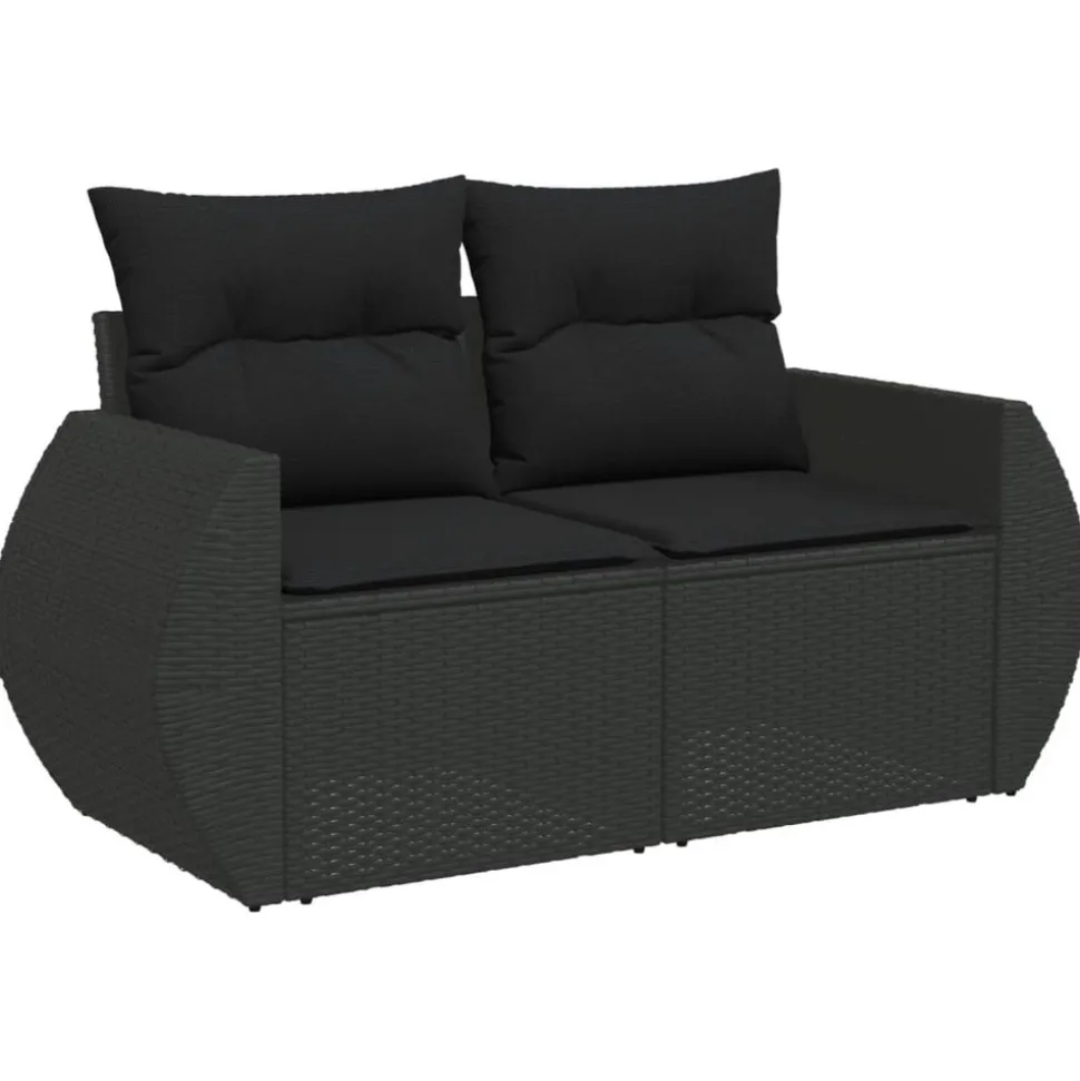 MAISON EXCLUSIVE - Salon de jardin 6 pcs avec coussins noir résine tressée
