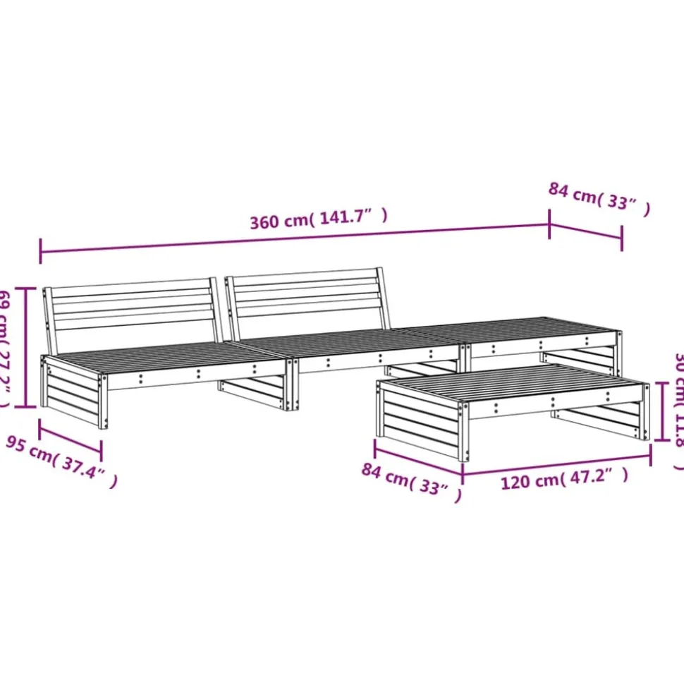 MAISON EXCLUSIVE - Salon de jardin 4 pcs bois de pin imprégné