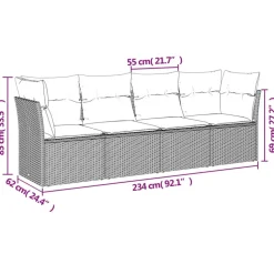 MAISON EXCLUSIVE - Salon de jardin avec coussins 4 pcs beige résine tressée