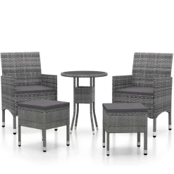 MAISON EXCLUSIVE - Salon de jardin 5 pcs résine tressée gris