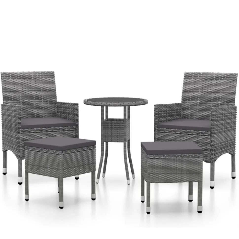 MAISON EXCLUSIVE - Salon de jardin 5 pcs résine tressée gris