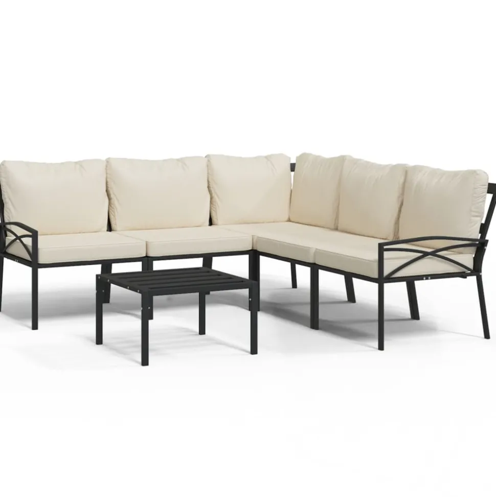 MAISON EXCLUSIVE - Salon de jardin 6 pcs avec coussins sable acier