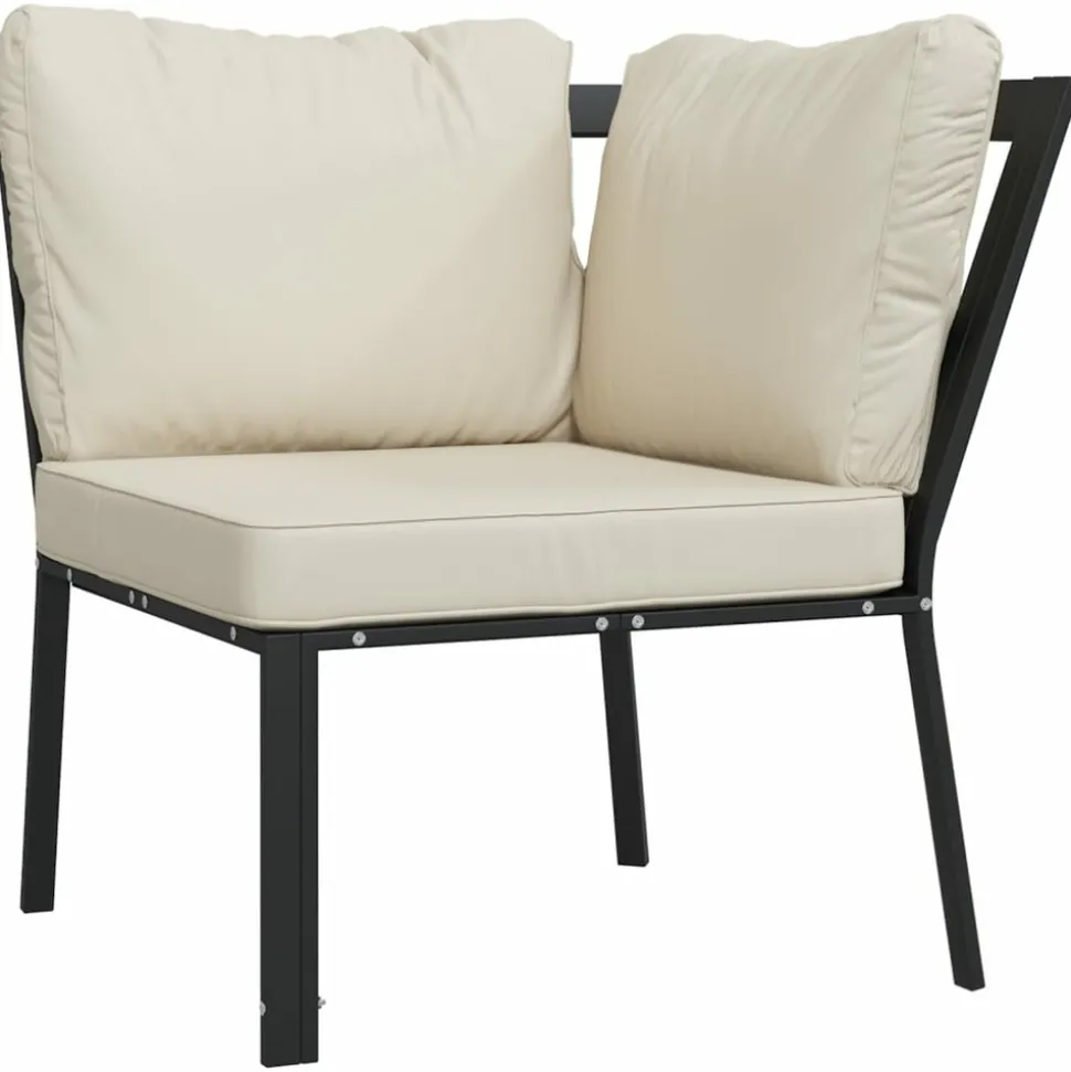 MAISON EXCLUSIVE - Salon de jardin 6 pcs avec coussins sable acier