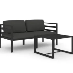MAISON EXCLUSIVE - Salon de jardin 3 pcs avec coussins aluminium anthracite