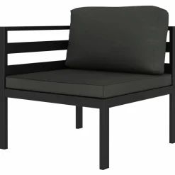 MAISON EXCLUSIVE - Salon de jardin 3 pcs avec coussins aluminium anthracite