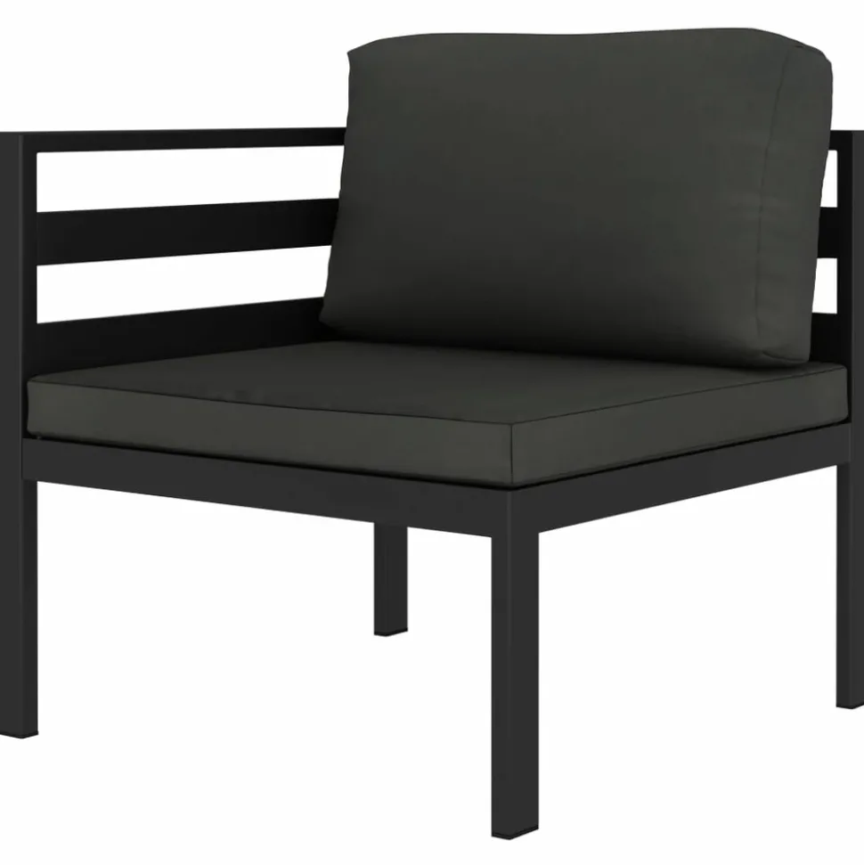 MAISON EXCLUSIVE - Salon de jardin 3 pcs avec coussins aluminium anthracite