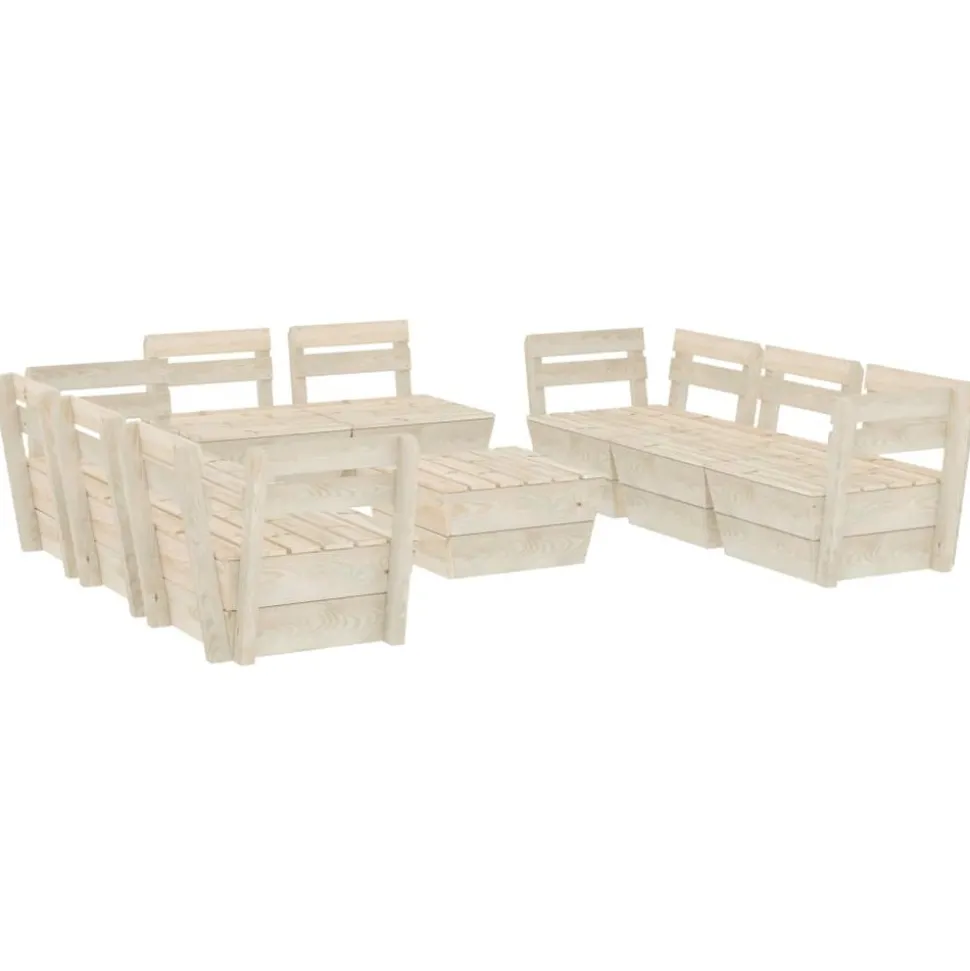 MAISON EXCLUSIVE - Salon de jardin palette 9 pcs bois d'épicéa imprégné